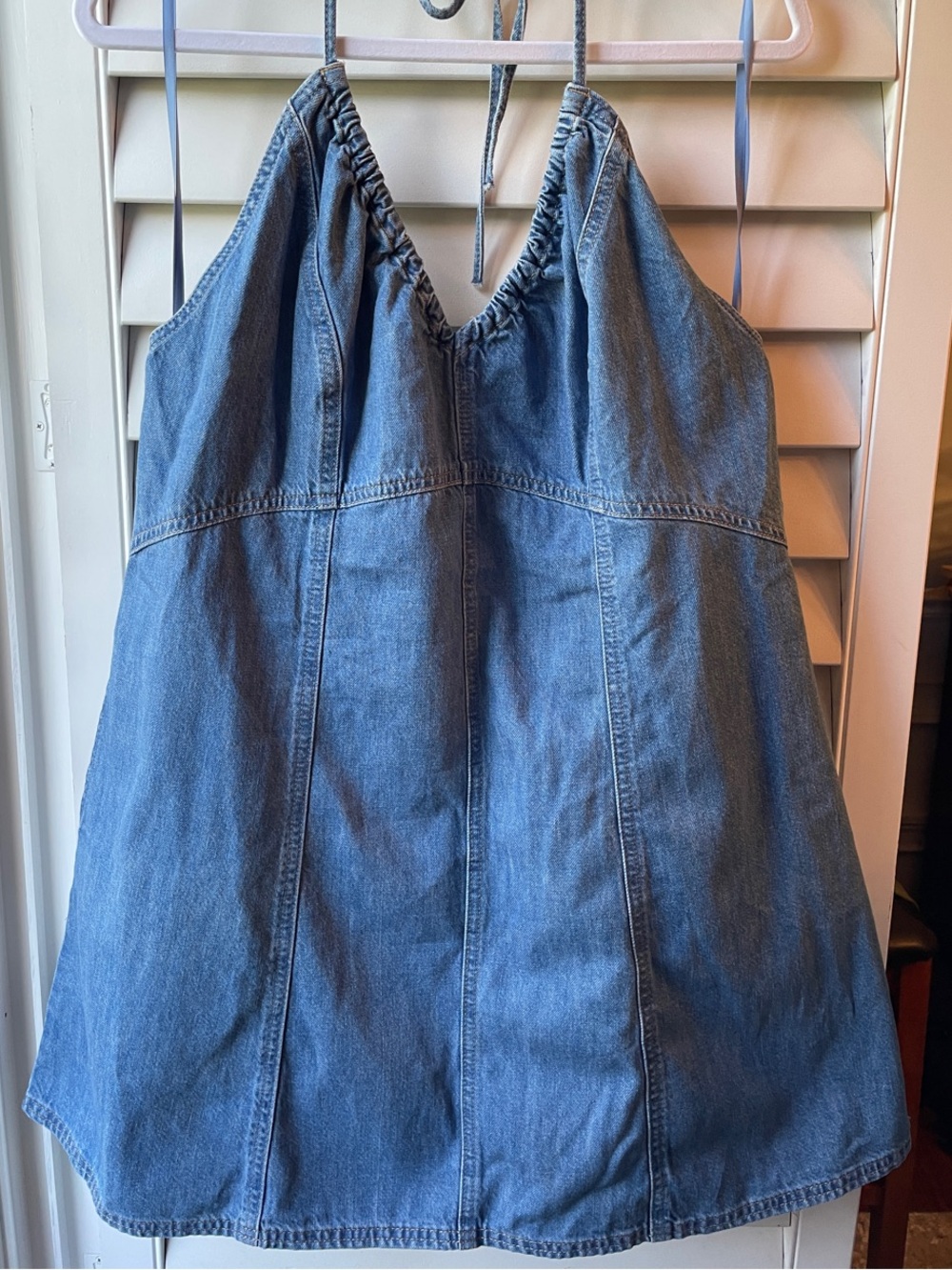 Universal Thread Denim Halter Mini Dress in Blue